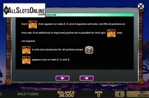 Paytable 2. Wild Tusks from High 5 Games
