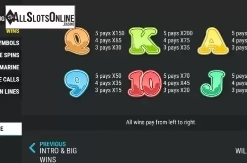 Paytable 2. Woodstock Slots from Slot Factory