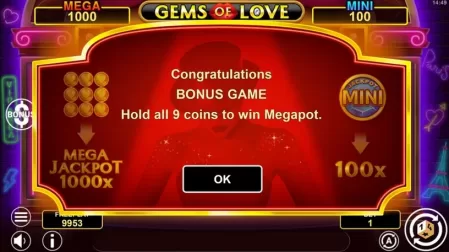 Gems Of Love Hold And Win slot screenshot 3