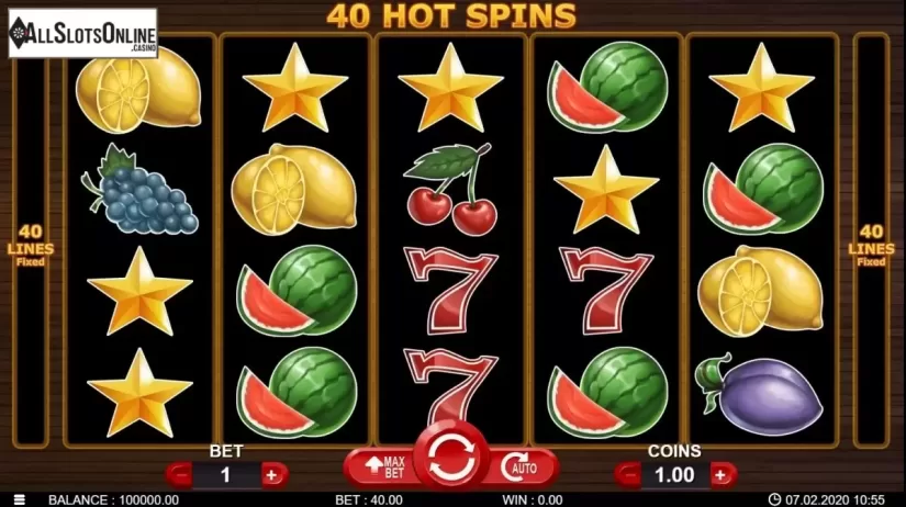 Reel screen . 40 Hot Spins from 7mojos