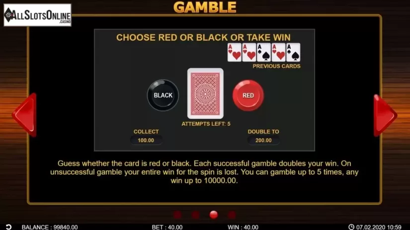 Feature screen 2. 40 Hot Spins from 7mojos