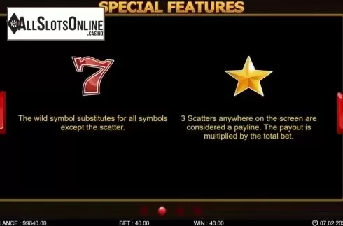Feature screen 1. 40 Hot Spins from 7mojos