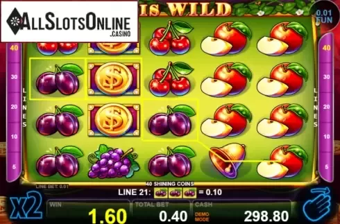 Win screen 1. 40 Shining Coins from Casino Technology