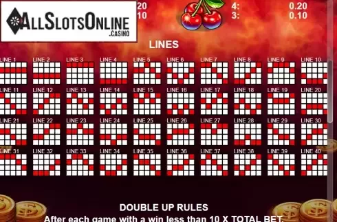 Paytable 2. 40 Shining Coins from Casino Technology