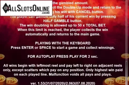 Game rules 2. 40 Shining Coins from Casino Technology