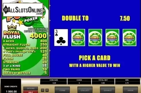 Game Screen. Aces & Faces MH (Microgaming) from Microgaming