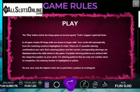 Game Rules screen