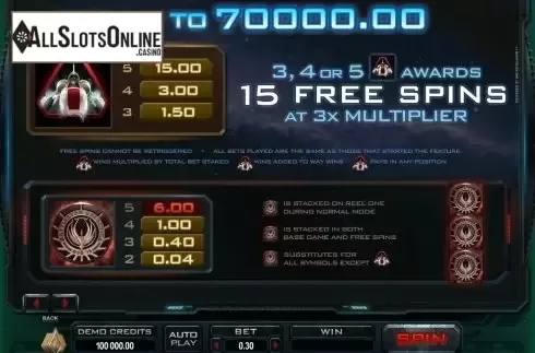 Screen7. Battlestar Galactica from Microgaming