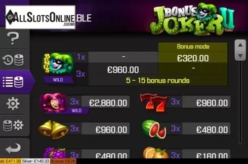 Symbols. Bonus Joker 2 from Apollo Games