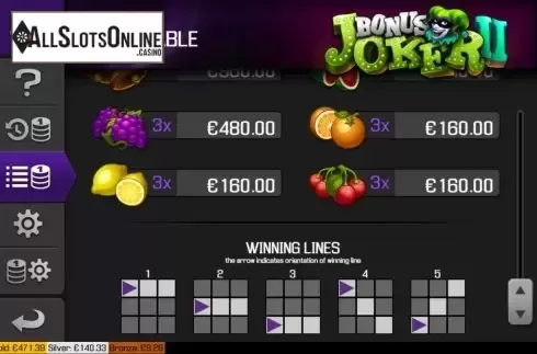 Paylines. Bonus Joker 2 from Apollo Games