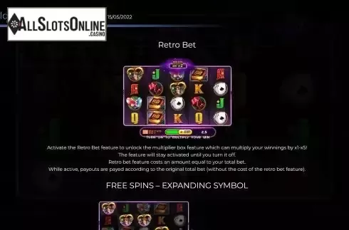 Retro bet feature screen