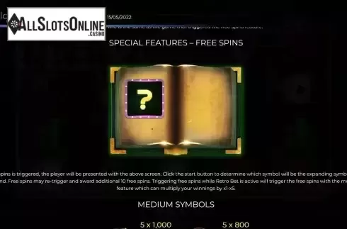 Free Spins feature screen