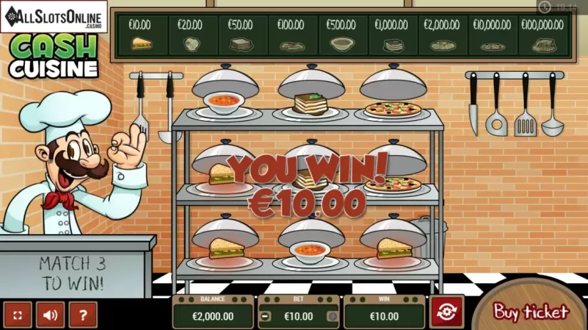 Win Screen. Cash Cuisine Scratch from Pariplay