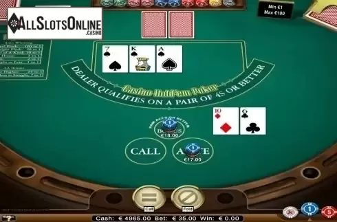 Game Screen. Casino Hold'em (NetEnt) from NetEnt