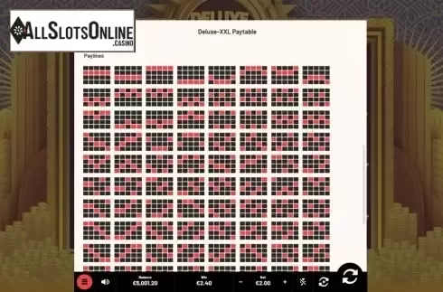 Paylines screen. Deluxe Riches XXL from Mighty Finger