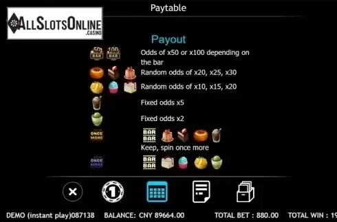 Paytable . Dessert Mario from Triple Profits Games