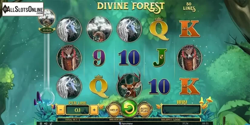 Reels screen. Divine Forest from Spinomenal