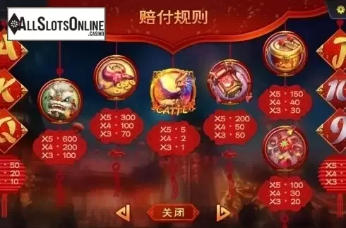 Paytable. Dragon Phoenix Prosper from Dream Tech
