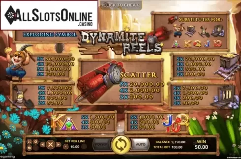 Paytable. Dynamite Reels from EAgaming