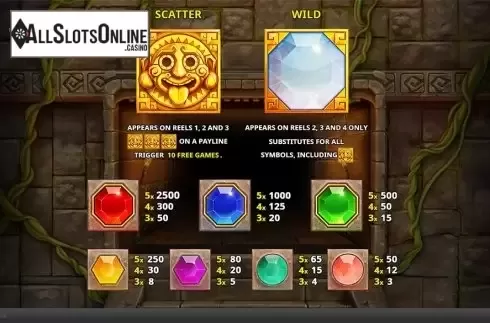 Paytable . Gem Temple from Skywind Group