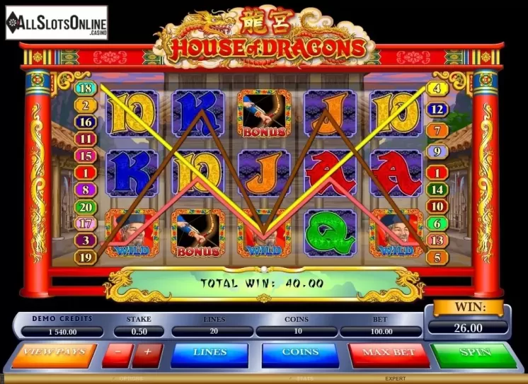 Win screen. House of Dragons from Microgaming