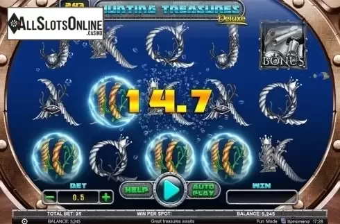 Win screen. Hunting Treasures Deluxe from Spinomenal