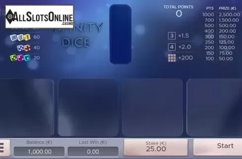 Start Screen. Infinity Dice from Air Dice
