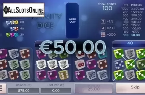 Win Screen. Infinity Dice from Air Dice