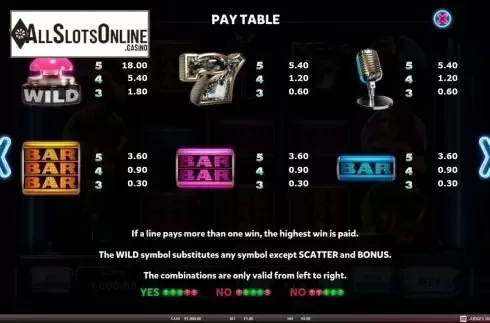 Paytable. Judges Rule The Show! from Red Rake