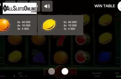 Paytable 2. Jumping Fruits (Promatic Games) from Promatic Games