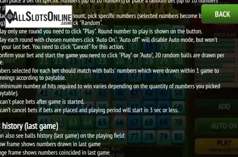 Game Rules screen