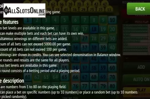 Game Rules screen