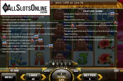 Features. King of the Luau from Spin Games