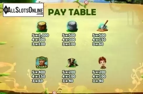 Paytable 3. Leprechauns from KA Gaming