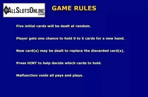 Game Rules screen