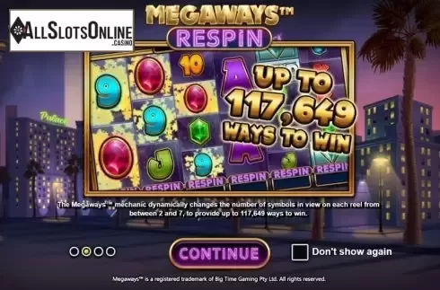 Start Screen. Megaways Respin from Games Inc