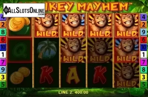 Wild Win screen. Monkey Mayhem from Merkur