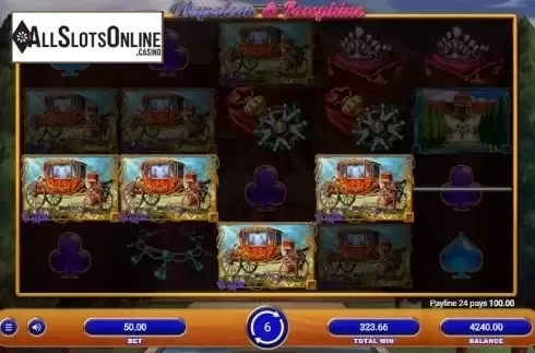 Free Spins screen. Napoleon & Josephine from Relax Gaming