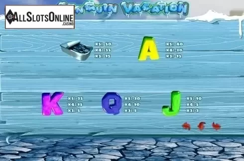 Paytable 2. Penguin Vacation (PlayPearls) from PlayPearls