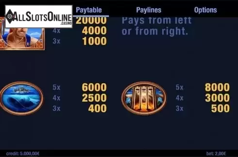 Paytable 3. Sinbads Odyssey from Swintt