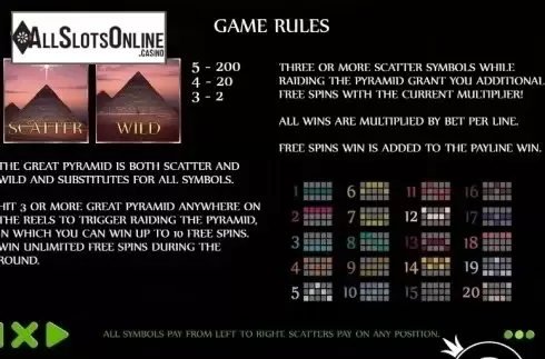 Paytable 2. Tales of Egypt from Pragmatic Play
