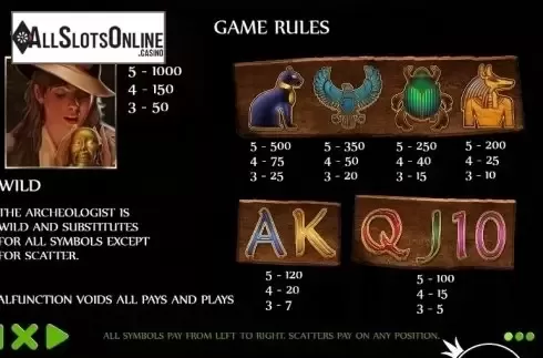 Paytable 1. Tales of Egypt from Pragmatic Play