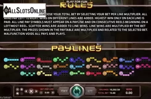 Rules, Paylines