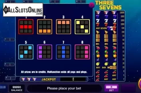 Paytable screen