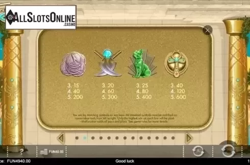 Paytable 2. Treasure of Horus from IronDog