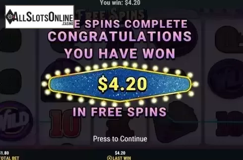 Win Free Spins screen