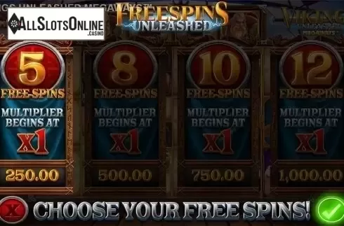 Buy feature screen. Vikings Unleashed Megaways from Blueprint