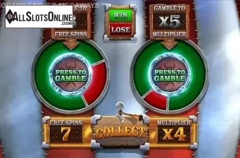 Multiplier gamble screen. Vikings Unleashed Megaways from Blueprint