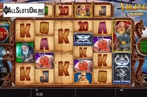 Reels screen. Vikings Unleashed Megaways from Blueprint