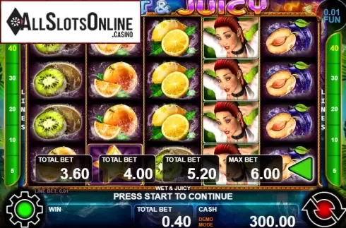 Reel screen. Wet & Juicy from Casino Technology